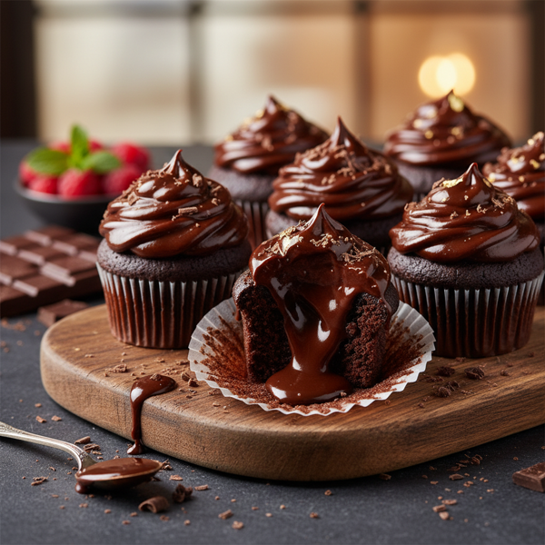 Decadent Chocolate Ganache-Filled Cupcakes recipe