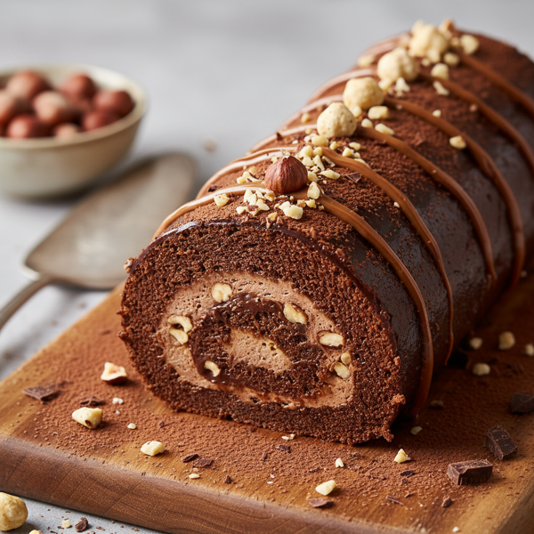 Decadent Chocolate Hazelnut Swiss Roll recipe