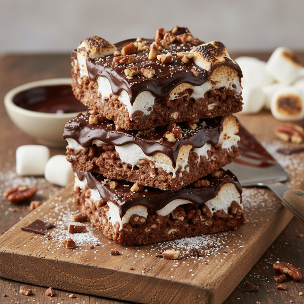 Decadent Chocolate Marshmallow Crunch Bars recipe
