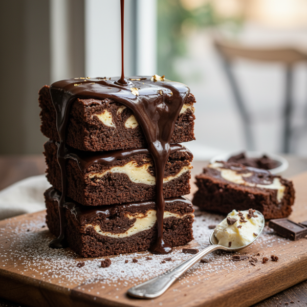 Decadent Chocolate Mascarpone Brownies with Ganache recipe