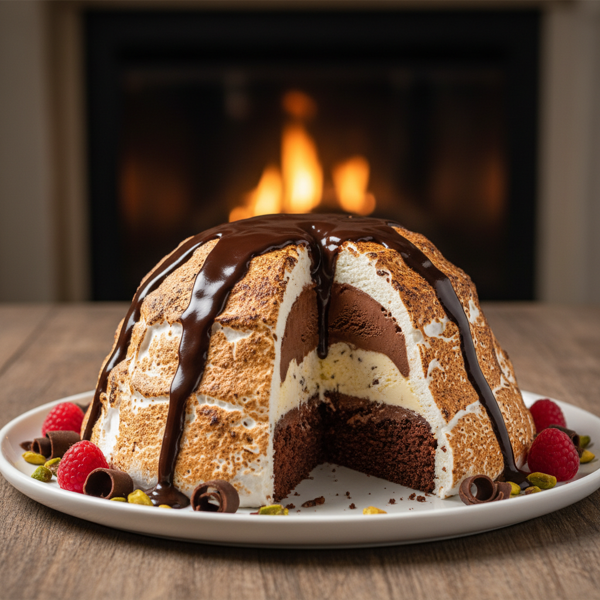Decadent Chocolate Meringue Baked Alaska recipe