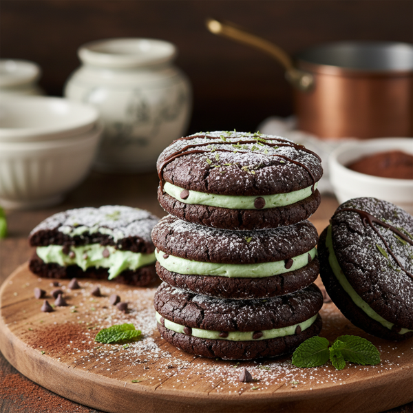 Decadent Chocolate Mint Cream Sandwich Cookies recipe