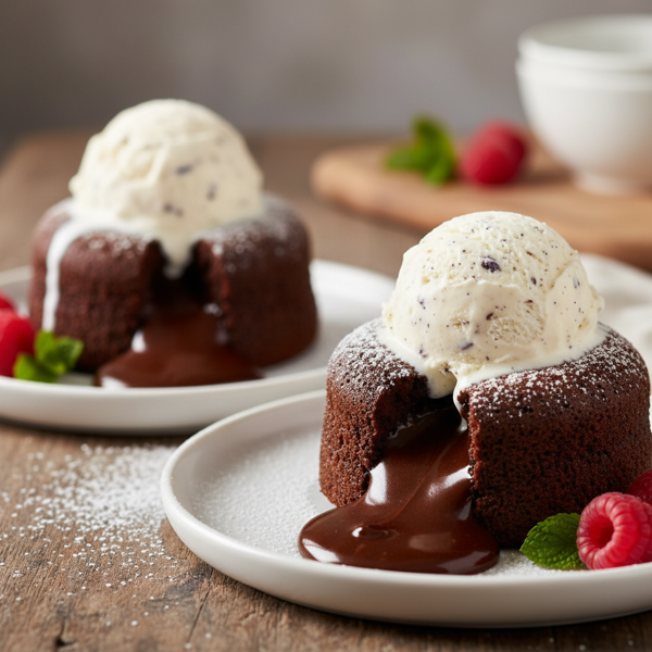 Decadent Chocolate Molten Lava Cakes with Ice Cream recipe