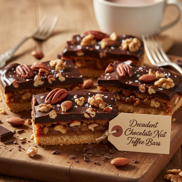 Decadent Chocolate Nut Toffee Bars recipe