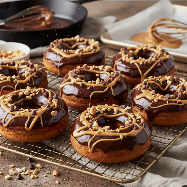 Decadent Chocolate Peanut Butter Baked Donuts recipe