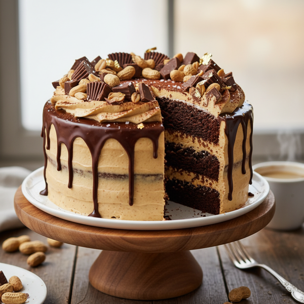 Decadent Chocolate Peanut Butter Bliss Cake recipe