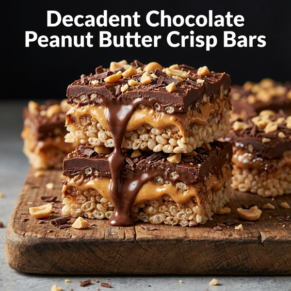 Decadent Chocolate Peanut Butter Crisp Bars recipe