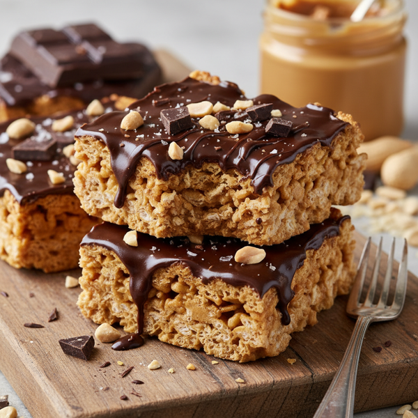 Decadent Chocolate Peanut Butter Crispy Treats recipe