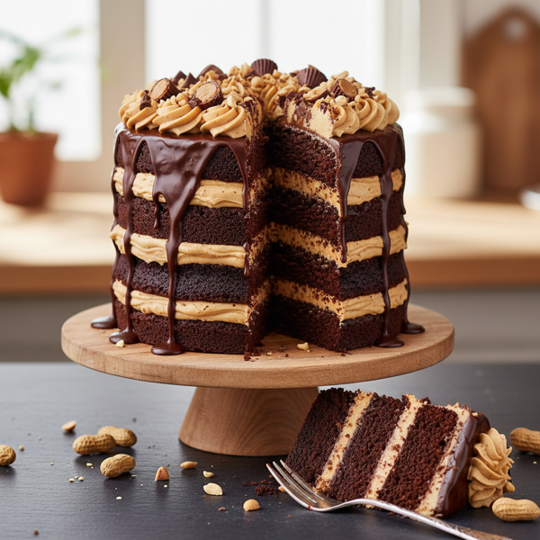 Decadent Chocolate Peanut Butter Layer Cake recipe