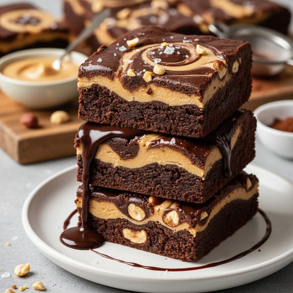Decadent Chocolate Peanut Butter Layered Brownies recipe