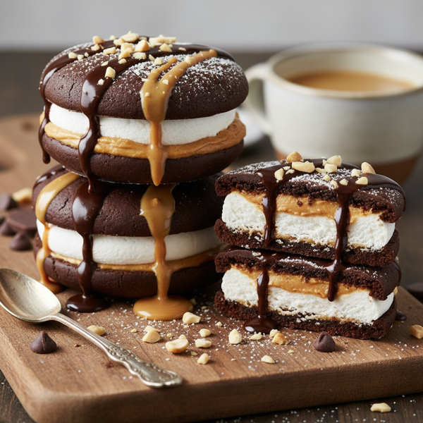 Decadent Chocolate Peanut Butter Marshmallow Moon Pies recipe
