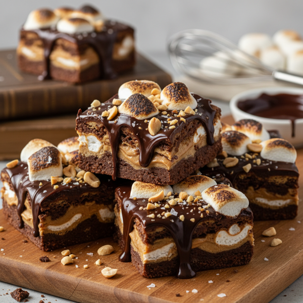 Decadent Chocolate Peanut Butter Marshmallow Treats recipe