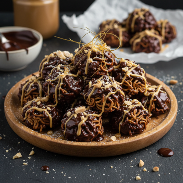 Decadent Chocolate Peanut Butter Noodle Clusters recipe