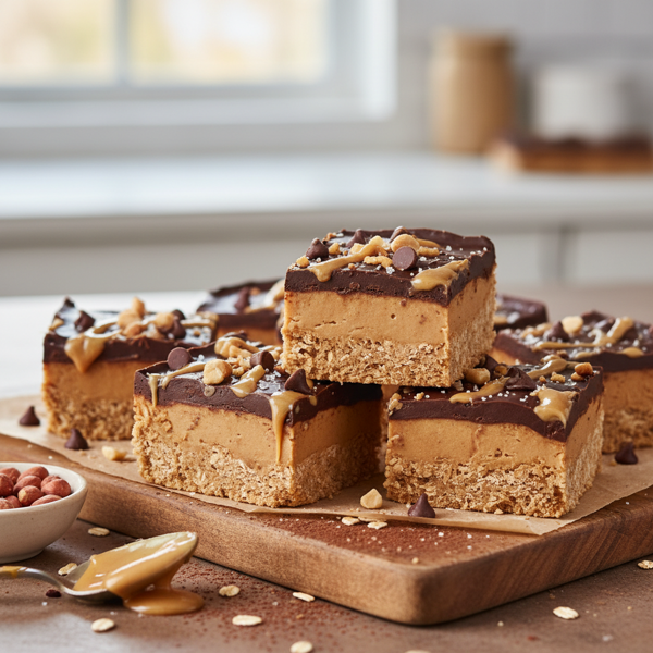 Decadent Chocolate Peanut Butter Oatmeal Protein Bars recipe