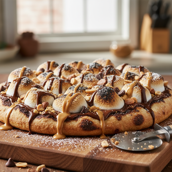 Decadent Chocolate Peanut Butter S'mores Pizza recipe