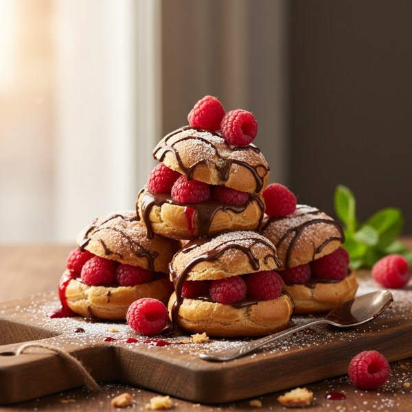 Decadent Chocolate Raspberry Puffs recipe