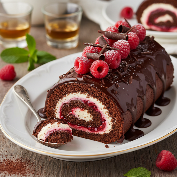 Decadent Chocolate Raspberry Rum Roll recipe