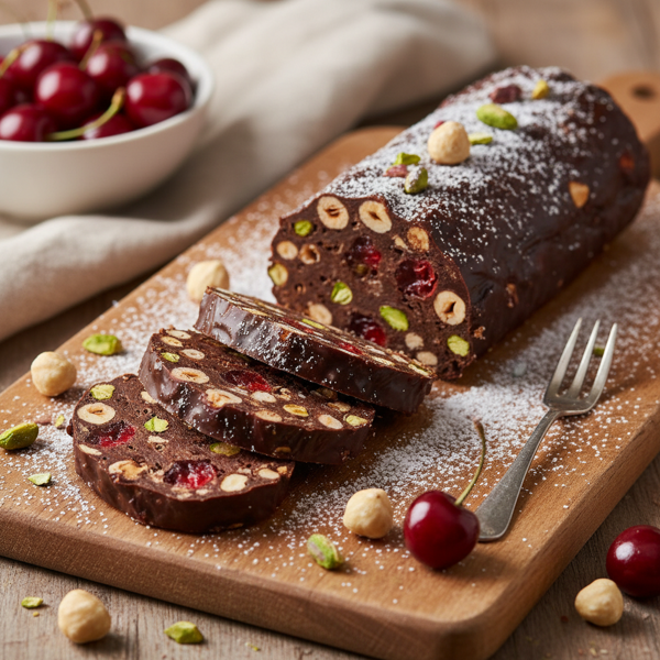 Decadent Chocolate Salami with Nuts and Cherries recipe