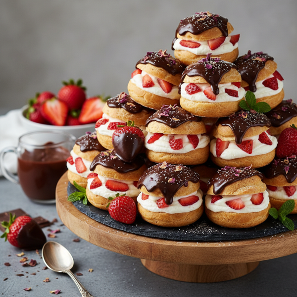 Decadent Chocolate Strawberry Cream Puffs recipe