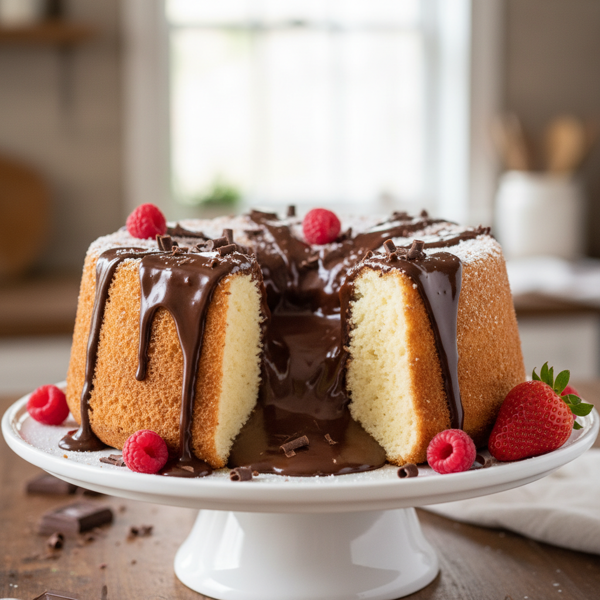 Decadent Chocolate Stuffed Angel Food Cake recipe