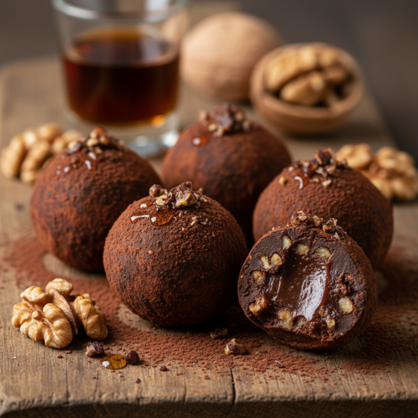 Decadent Chocolate Walnut Rum Truffles recipe