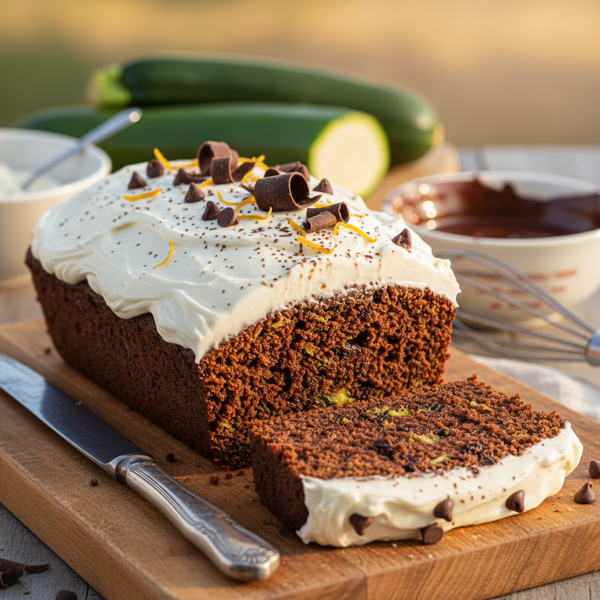 Decadent Chocolate Zucchini Loaf with Creamy Frosting recipe