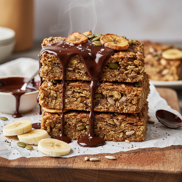 Decadent Chocolate & Banana Seed Flapjacks recipe
