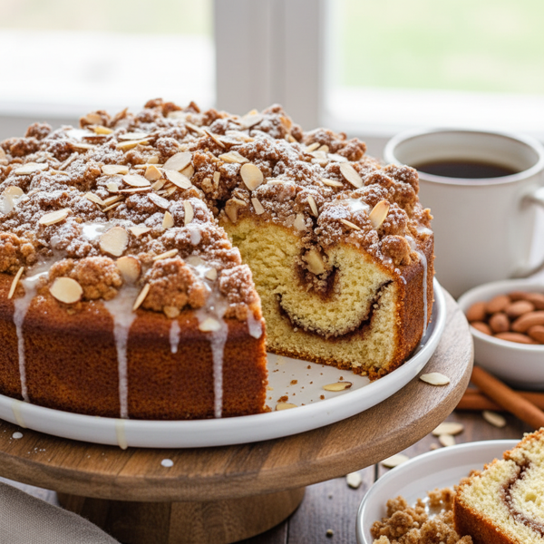 Decadent Cinnamon Almond Streusel Coffee Cake recipe