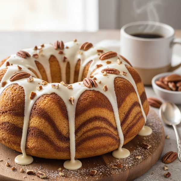 Decadent Cinnamon Pecan Coffee Bundt Cake recipe