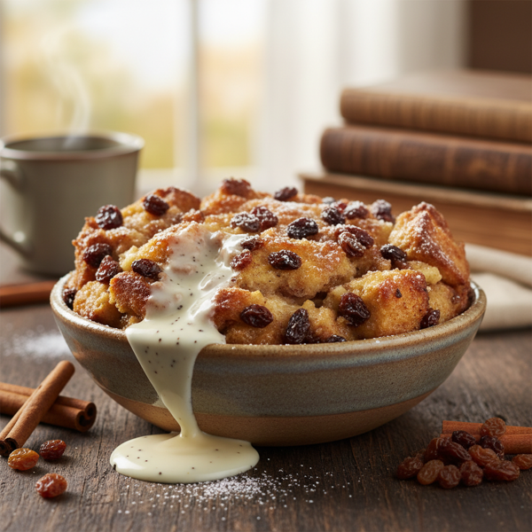 Decadent Cinnamon Raisin Bread Pudding recipe