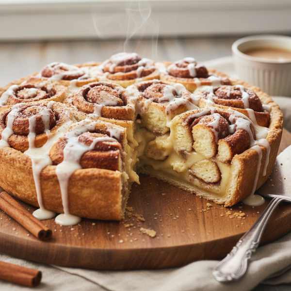 Decadent Cinnamon Roll Custard Pie recipe