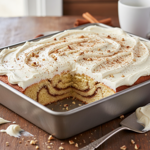 Decadent Cinnamon Roll Sheet Cake with Cream Cheese Frosting recipe