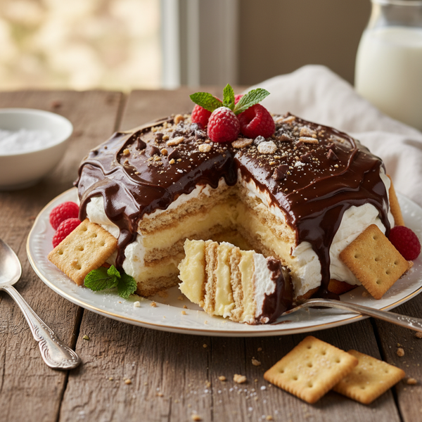 Decadent Club Cracker Chocolate Éclair Cake recipe