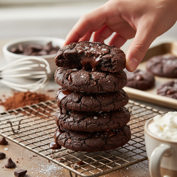 Decadent Cocoa Chewy Fudge Cookies recipe