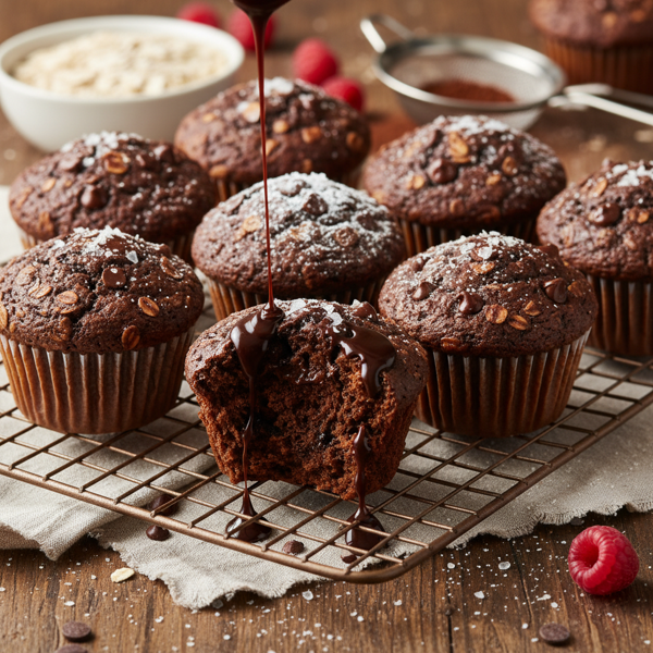 Decadent Cocoa Oatmeal Muffins recipe