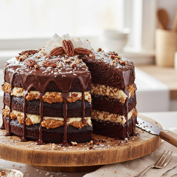 Decadent Coconut-Pecan Mud Cake recipe