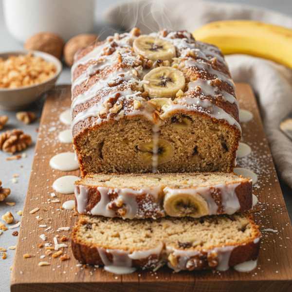 Decadent Coconut Banana Nut Bread recipe