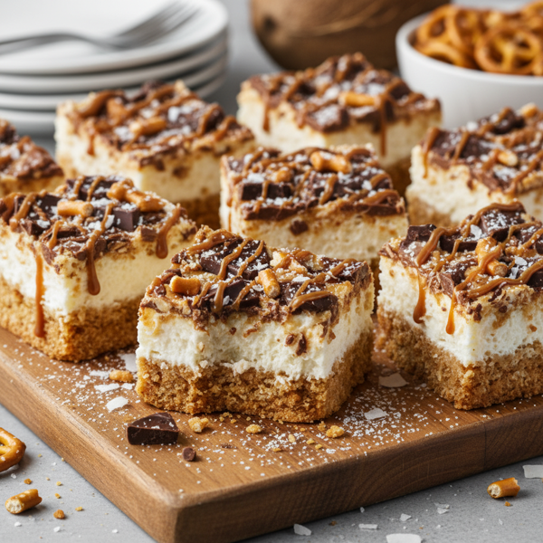 Decadent Coconut Pretzel Delight Bars recipe
