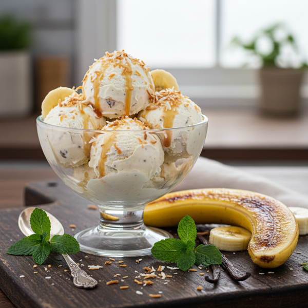 Decadent Coconut Vanilla Banana Ice Cream recipe