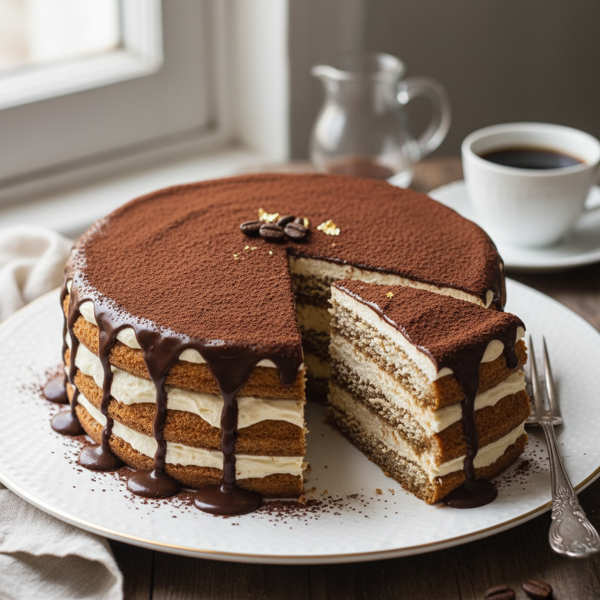 Decadent Coffee Crème Tiramisu Cake recipe