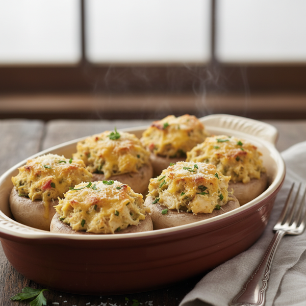 Decadent Crab & Parmesan Stuffed Mushrooms recipe