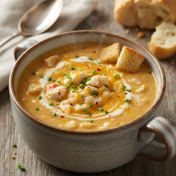 Decadent Crab and Cheddar Bisque recipe