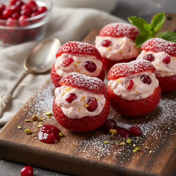 Decadent Cranberry Mascarpone Stuffed Strawberries recipe