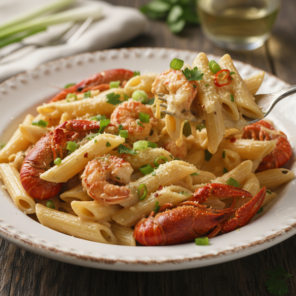Decadent Crawfish Alfredo with Penne recipe