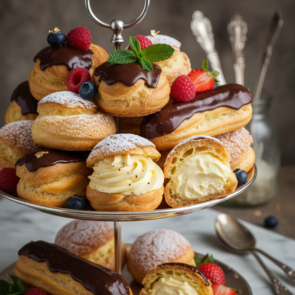 Decadent Cream Puffs & Eclairs with Luxurious Vanilla Pastry Cream recipe