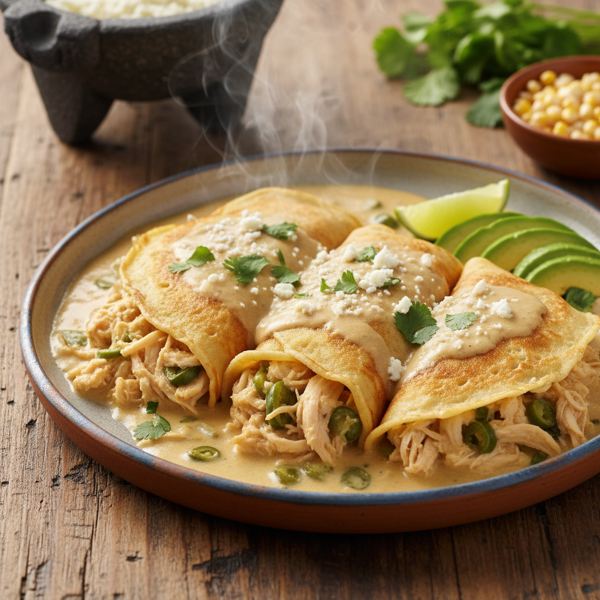 Decadent Creamy Chicken & Chile Crepes recipe