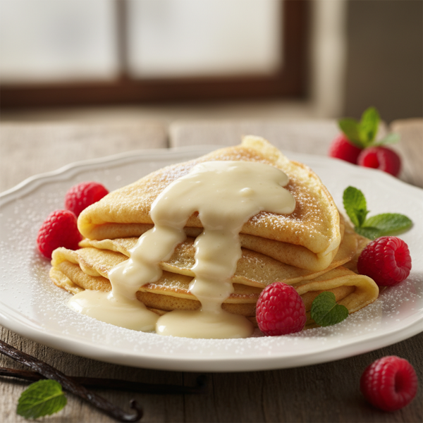 Decadent Crepes with Lush Vanilla Cream Sauce recipe