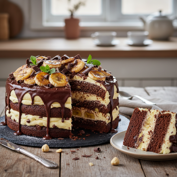 Decadent Danish Banana Chocolate Cake recipe