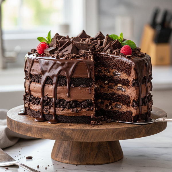 Decadent Dark Chocolate Crunch Ice Cream Layer Cake recipe