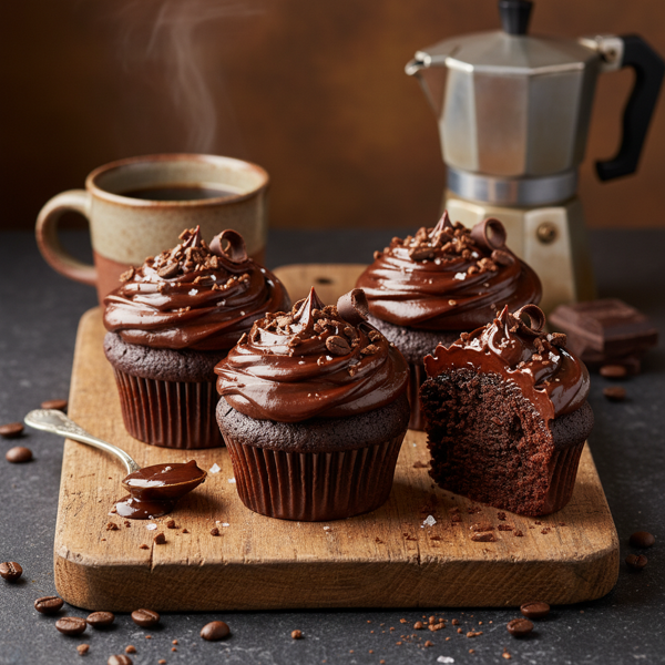 Decadent Dark Chocolate Espresso Cupcakes recipe